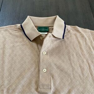Outer Banks Diamond Knit Polo Shirt Men’s Large Beige Navy Trim, Size Large